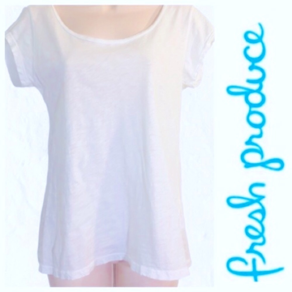 Fresh Produce white cap sleeve Tee size small